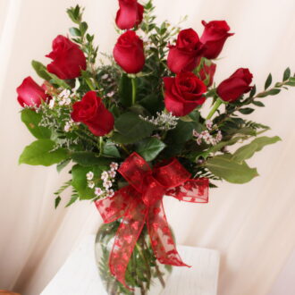 Dozen Rose Vase Arrangement